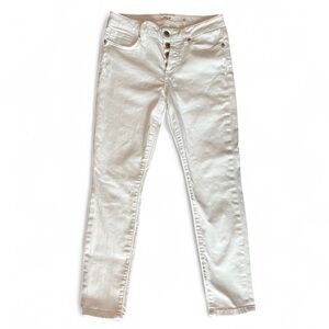 Miss Me White Skinny Jeans with Exposed Button Fly